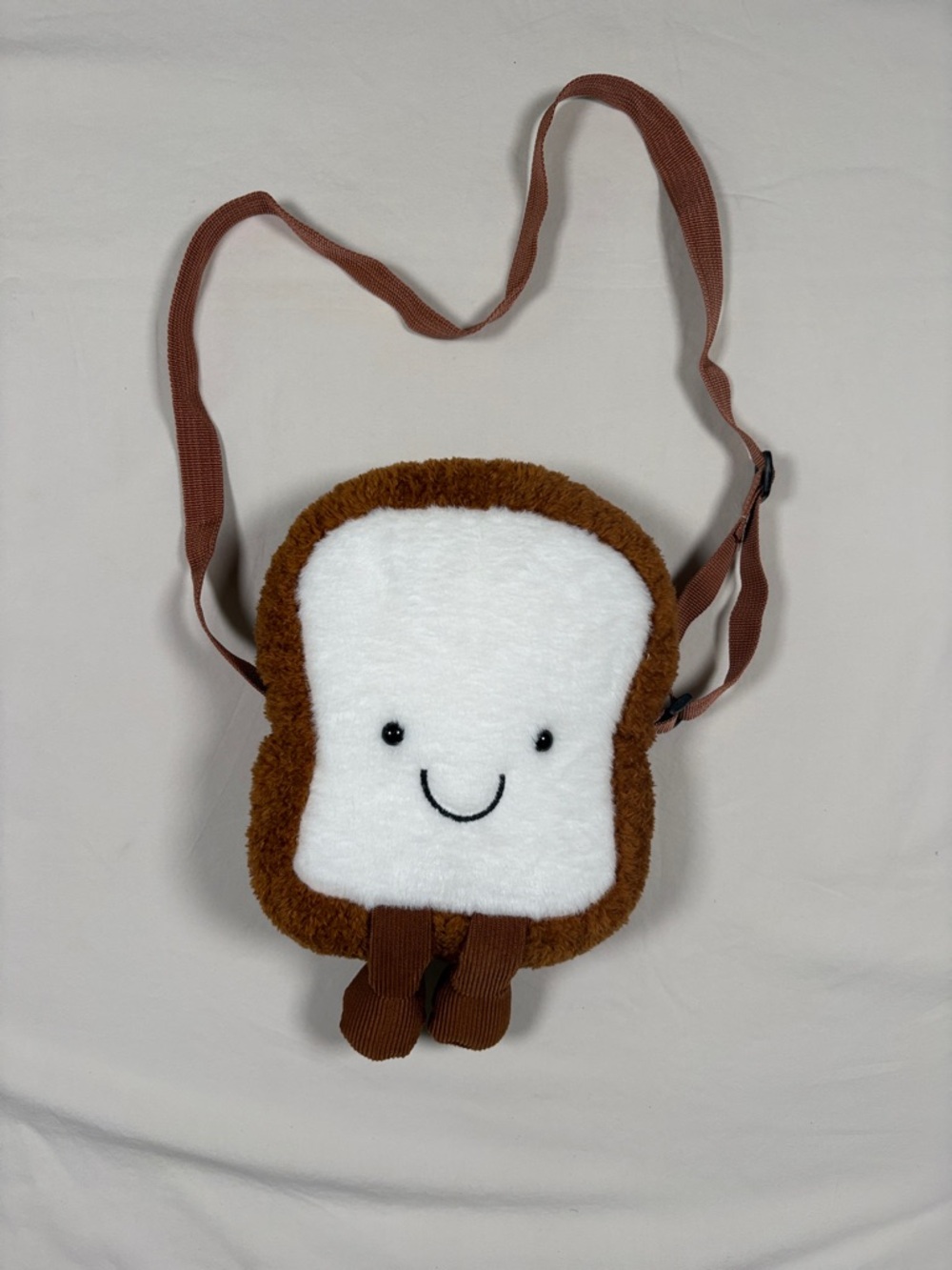 Plush Kids Toast Crossbody Bag - Brown & White